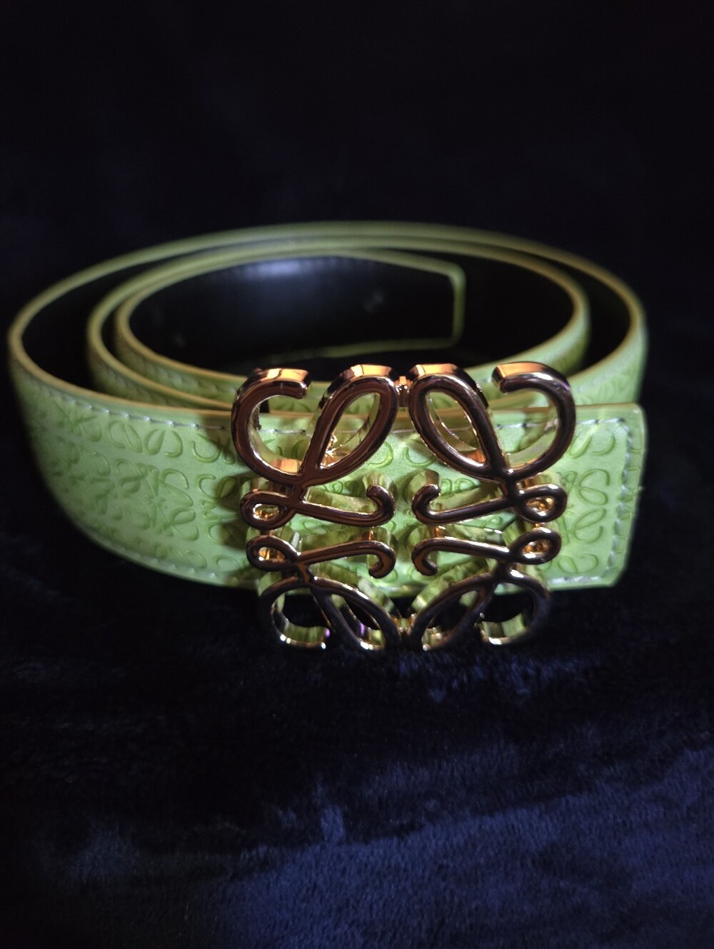 Lime Green Women's Belt with Decorative Gold Buckle 115
